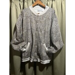 Vintage 80's Blair Button Cardigan Sweatshirt Cheetah Print 3XL